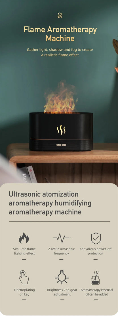 Aroma Humidifier air purifier 3D Simulation Flame Lamp Aroma Diffuser Ultrasonic Mist Humidifier For Home Essential Oil Diffuser