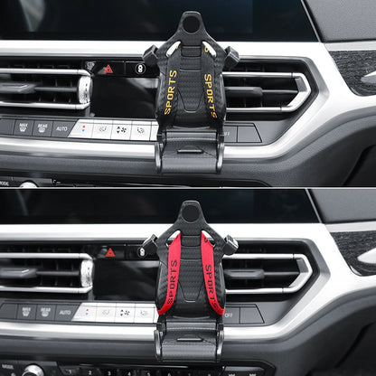 360 Carbon Fiber Pattern Racing Seat Shaped Car Phone Bracket GPS Support For Different Phone Models Air Vent Universal Tools