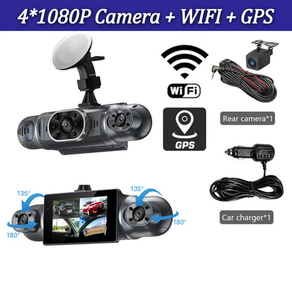 360 Degrees 4Camera GPS Car DVR 4*1080P Video Recorder WIFI APP Dash Cam Front right left Rear View camera 24h Parking Monitor