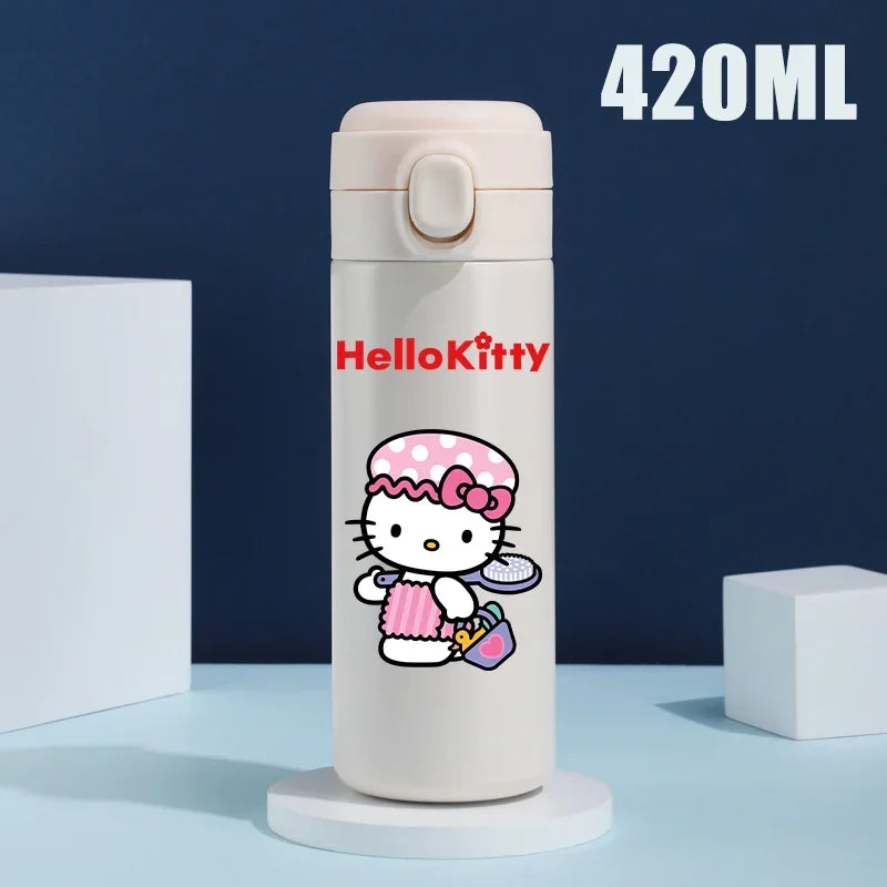 Sanrio 420 ML Thermos Mug Hello Kitty Cartoon 304 Stainless Steel Portable Water Cup Travel Water Bottle Kawaii Cups Kids Gifts