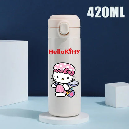 Sanrio 420 ML Thermos Mug Hello Kitty Cartoon 304 Stainless Steel Portable Water Cup Travel Water Bottle Kawaii Cups Kids Gifts