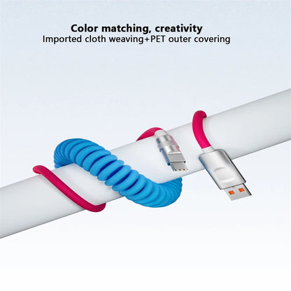 Cable de carga rápida de 120 W, retráctil, de aleación de aluminio, PD, cable de datos USB C para Samsung Galaxy, OPPO, Xiaomi, Huawei, 2 m