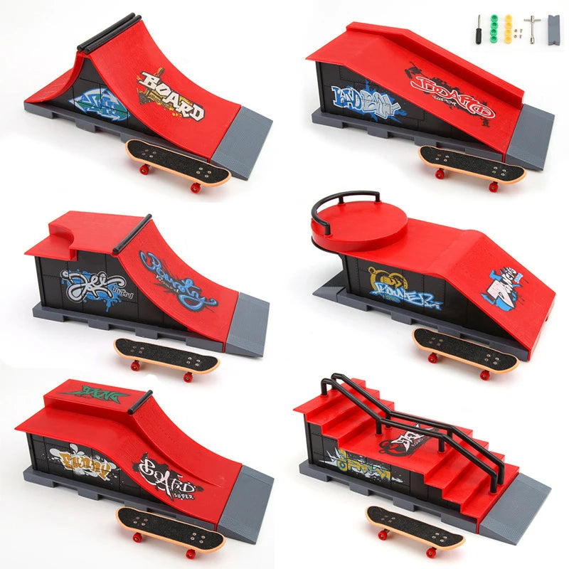 6-In-1 Finger Skateboards DIY Skate Park Ramp Parts For Tech Deck Scene Venue Combination Set For Children Indoor Home Toy
