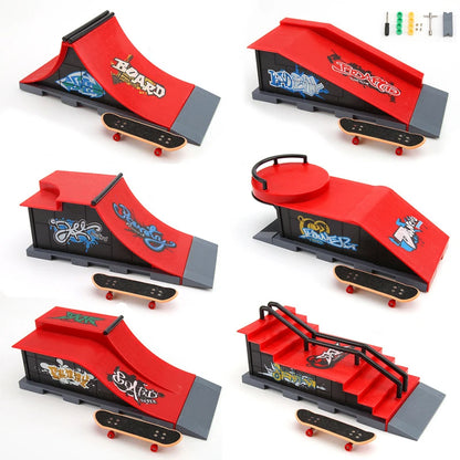 6-In-1 Finger Skateboards DIY Skate Park Ramp Parts For Tech Deck Scene Venue Combination Set For Children Indoor Home Toy