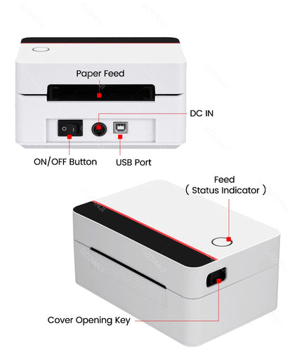 Impresora térmica de etiquetas X-Printer D463B de 80 mm, máquina para fabricar etiquetas de envío de 110 mm, USB, Bluetooth, impresión de códigos de barras de 3 o 4 pulgadas