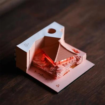 Omoshiroi Block  3D Memo Pad Arch Pavilion Notepad Led Diy Craft Office Accessories Wedding Bridesmaid Gift Message Note Paper