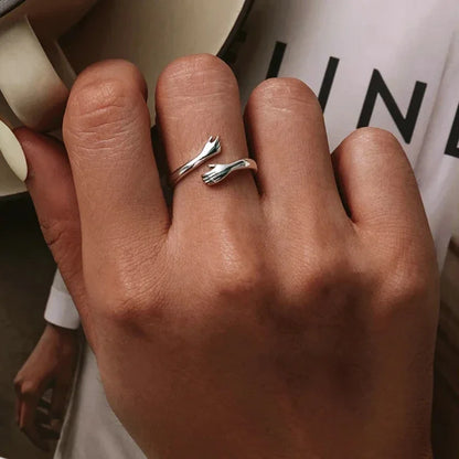 Romantic Couple Rings Women Men Adjustable Opening Forever Love Hug Lover Rings Valentine's Day Gifts Creative Jewelry Rings