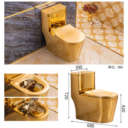 Siphon Water-Saving Mute Tuhao Gold Toilet Anti-Blocking Deodorant Ceramic Electroplating Gold