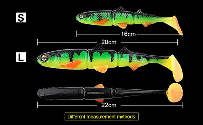 Spinpoler 16cm 22cm T Tail Swimbait Soft Bait Pike Lures 3 Jointed Plastic Shad Wobbler Ocean Beach Boat Fishing Tackle Peche