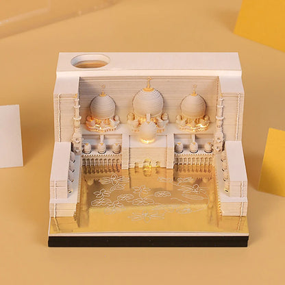 2024 Time Piece Calendar with Light Sculpture Notepad 3D Memo Pad Calendar Tear-Away for Home Office Desktop Decoration Gift