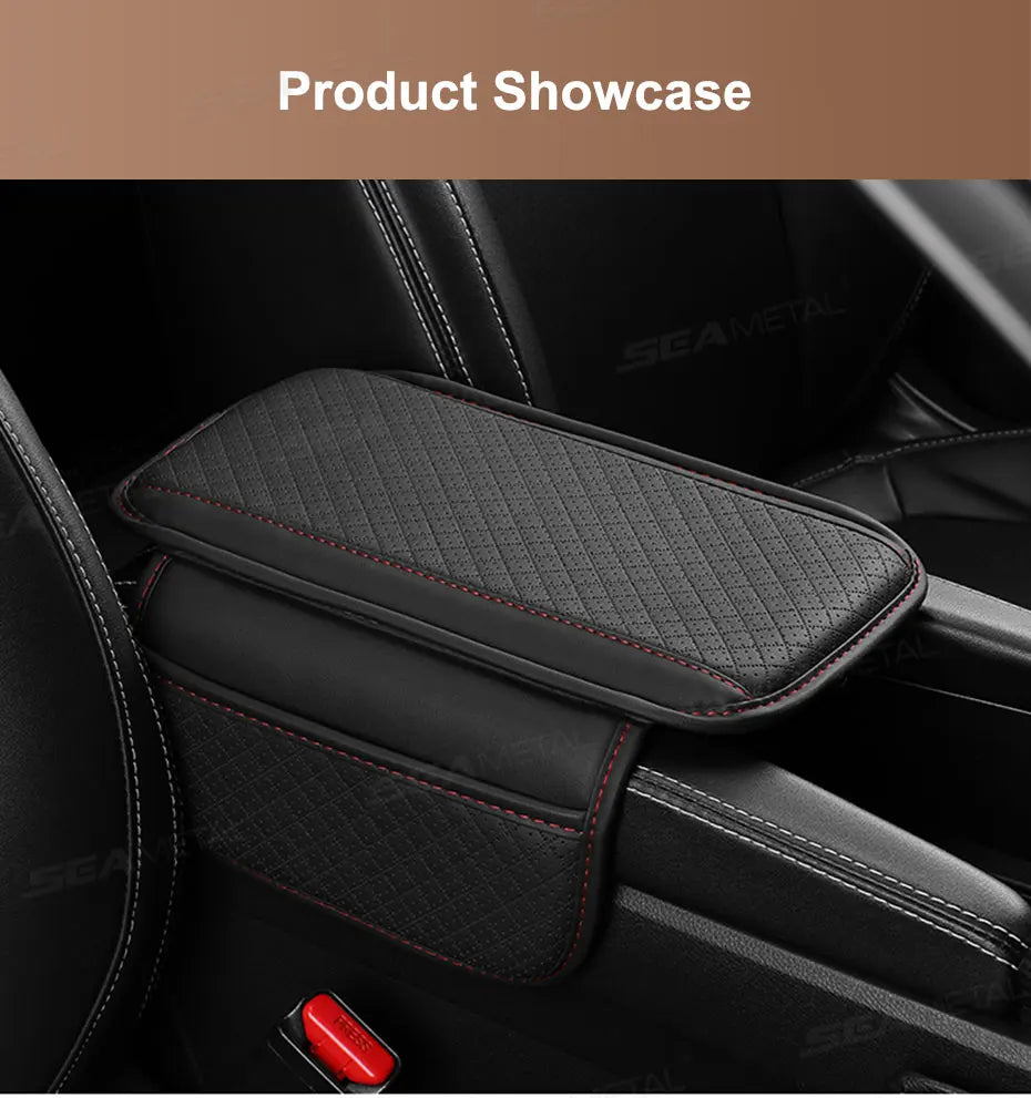 SEAMETAL Car Arm Rest Cover Cushion Wear-Resistant Center Console Box Protector Anti Slip Armrest Box Pad with Storage Pocket