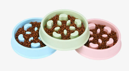 Pet Dog Bowl Slow Food Feeder Non-slip Anti Choking Cat Thickened Plastic Plate Bowls Healthy Anxiety Relief Dish Pet Supply