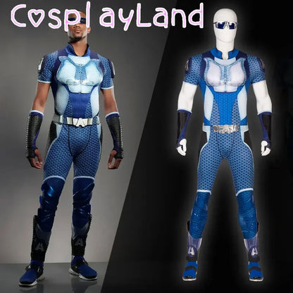 The Boys A-Train Cosplay Costume Halloween Carnival High Quality Hero Reggie Franklin Battle Outfit With Boots Printing Jumpsuit