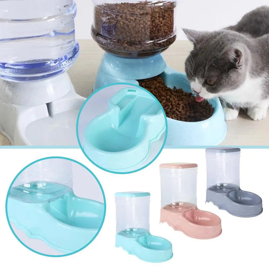 1 cuenco para beber y comedero automático para mascotas, capacidad de 3,8 l, cubo grande para almacenar alimentos, combinación de suministros para mascotas U2w3