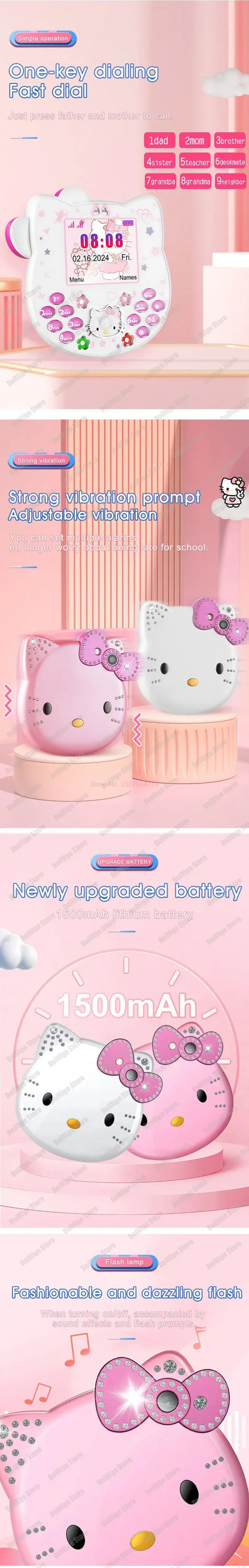 Original Sanrio Hello Kitty Cute Mini Phone Cartoon Kids Taiml Kawaii Phone Birthday Festival Fashion Children Girls Gifts Toys