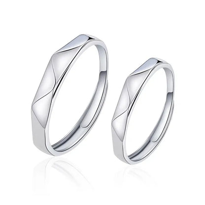 1 par de anillos de pareja de rombos blancos y negros, anillo abierto para mujeres y hombres, anillos de dedo ajustables, regalo de joyería de aniversario para amantes románticos