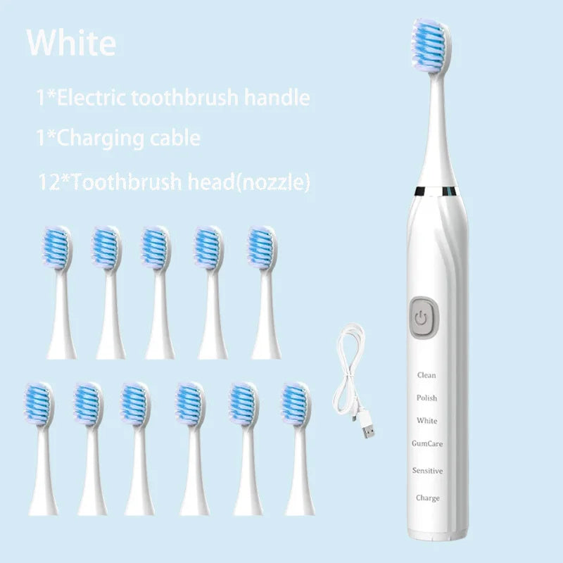Sonic Electric Toothbrush 5 Mode USB Charger Timer Brush Rechargeable Deep Clean Tooth Brushes Replacement Heads Set For Adults