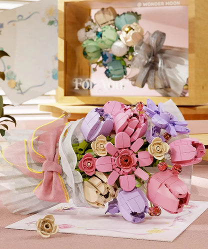 Blocs de construction Wekki Bouquet de fleurs éternelles Cadre photo Puzzle à monter soi-même Jouet créatif Cadeau d'anniversaire Collection Ornement