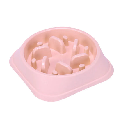 Pet Dog Bowl Slow Food Feeder Non-slip Anti Choking Cat Thickened Plastic Plate Bowls Healthy Anxiety Relief Dish Pet Supply