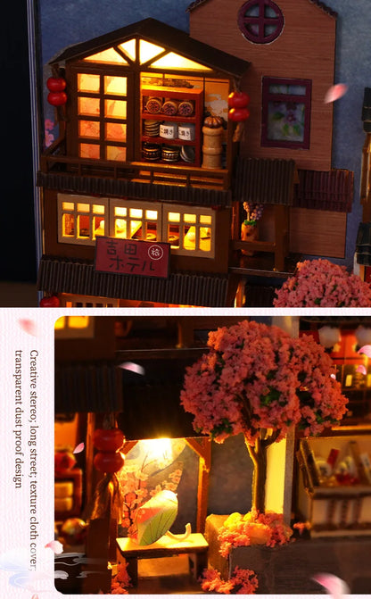 3D Wooden Puzzle DIY Book Kit Bookend Shelf Insert Alley Miniature Dollhouse Model Building Set Craft for Home Decoration P541