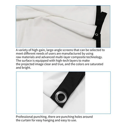 Portable Projector Screen for Home Theater Outdoor HD White Foldable Anti-Crease (84Inch)