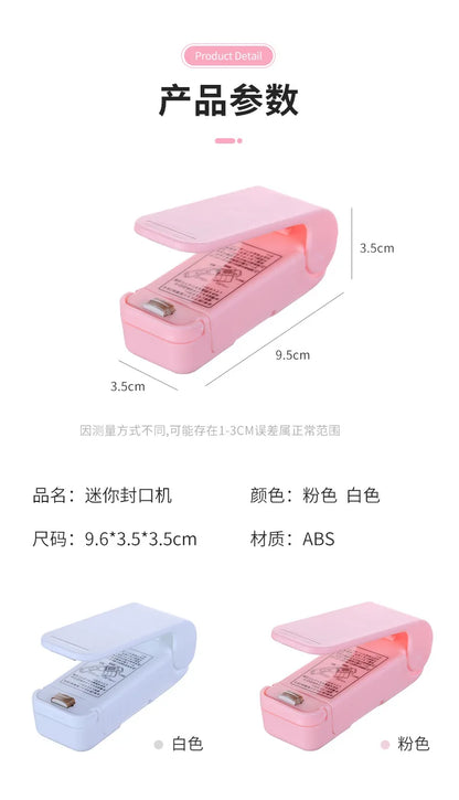 1 mini máquina selladora de bocadillos, selladora de paquetes de bolsas, máquina selladora de bolsas de plástico térmico para alimentos, accesorios de cocina portátiles
