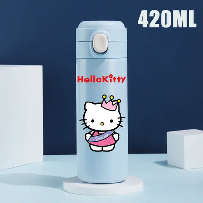 Sanrio 420 ML Thermos Mug Hello Kitty Cartoon 304 Stainless Steel Portable Water Cup Travel Water Bottle Kawaii Cups Kids Gifts