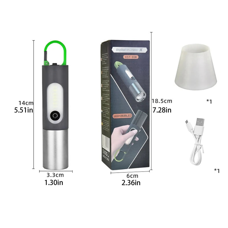 USB Rechargeable Flashlight for Camping Hiking Outdoor Emergency Lamp Strong Light LED Torch Portable Charging Pocket Torches