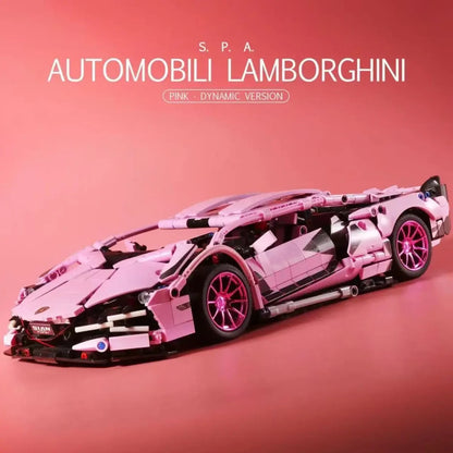 1280PCS Technique 1:14 Rose Lambo Super Sports Car Blocs de Construction MOC Ville Vitesse Véhicule Assembler Briques Jouets Pour Enfants Garçons