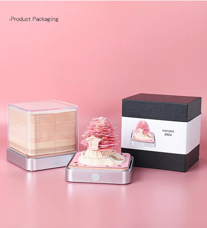 3D Omoshiroi Block Memo Pad Notepads Magical Calendar Magic Castle Sakura Tree Sticky Note Luxury Novelty Gift Items