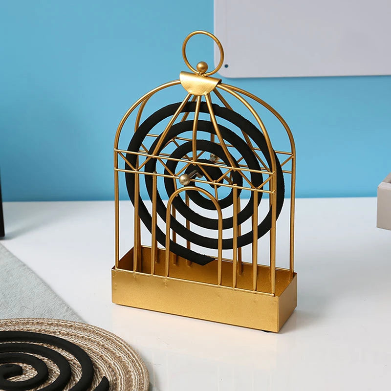 Portable Metal Mosquito Coil Holder Incense Holder Retro Incense Coil Burner, Hanging Bird Cage Outdoor Home Garden Decor