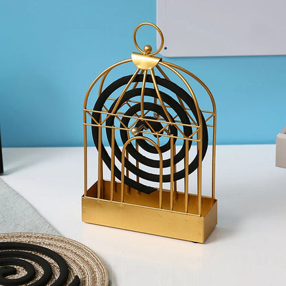 Portable Metal Mosquito Coil Holder Incense Holder Retro Incense Coil Burner, Hanging Bird Cage Outdoor Home Garden Decor