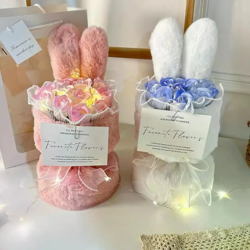 Rabbit Soap Flower Bouquet Valentine's Day Gifts Artificial Flower Bouquet for Party Supplies Bouqet Flowers Home Decoration