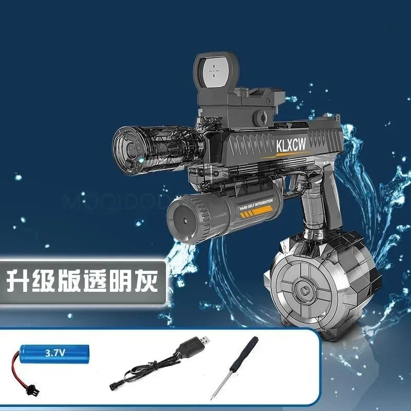 Pistola de agua automática de juguete con doble LED, pistola de agua eléctrica para disparar Glock, juguetes de piscina para playa para niños, regalos para adultos