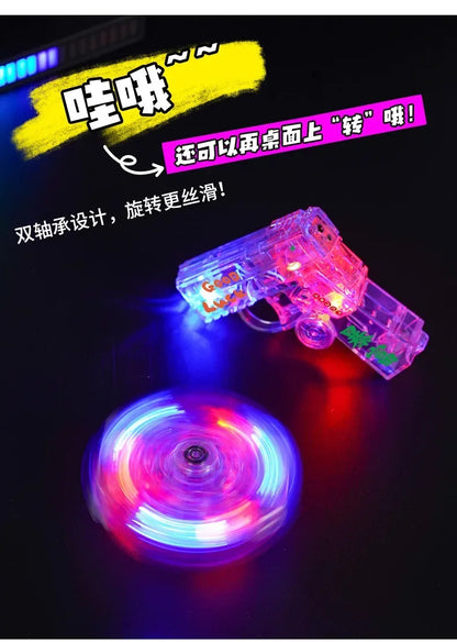 2-in-1 Luminous Fingertip Spinner Folding Lighter Transparent Rotating Decompression Windproof Lighter Men's Gifts