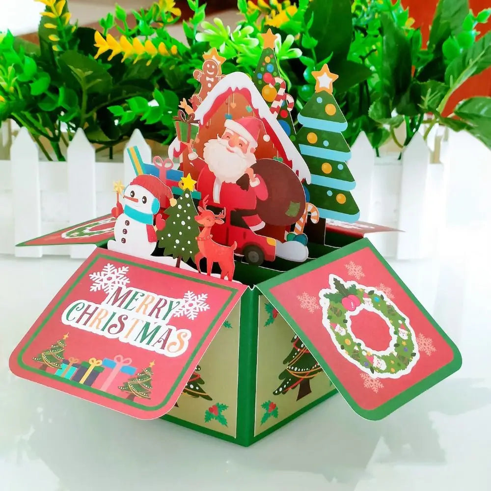 3D Pop Up Greeting Cards Merry Christmas Cards New Year Greeting Cards Birthday Blessing Postcard Swan Mermaid Thank You Cards