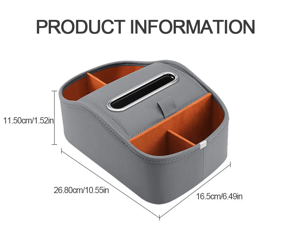 SEAMETAL Car Armrest Box Universal Center Console Organizer Multi-Functional Pu Leather Auto Arm Rest Storage Box Tissue Holder