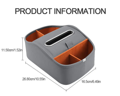 SEAMETAL Car Armrest Box Universal Center Console Organizer Multi-Functional Pu Leather Auto Arm Rest Storage Box Tissue Holder