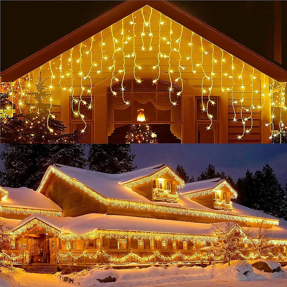 Outdoor Eaves Decoration 7.5M 160Leds Solar lcicle string Lights 8 Lighting Modes Christmas Halloween Party Holiday Lights