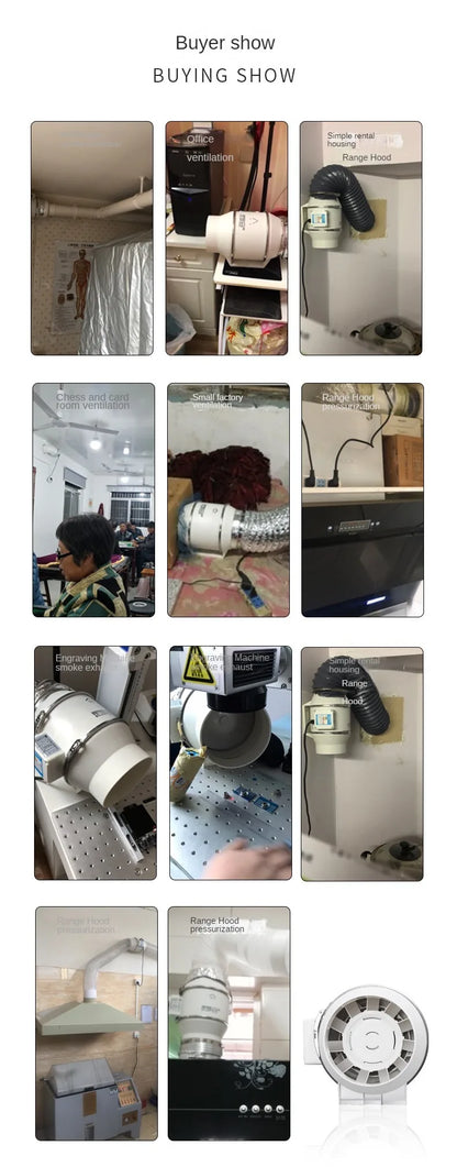 4/5/6 inch 110-220V Exhaust Fan Home Silent Inline Pipe Duct Fan Bathroom Extractor Ventilation Kitchen Toilet Wall Ventilator