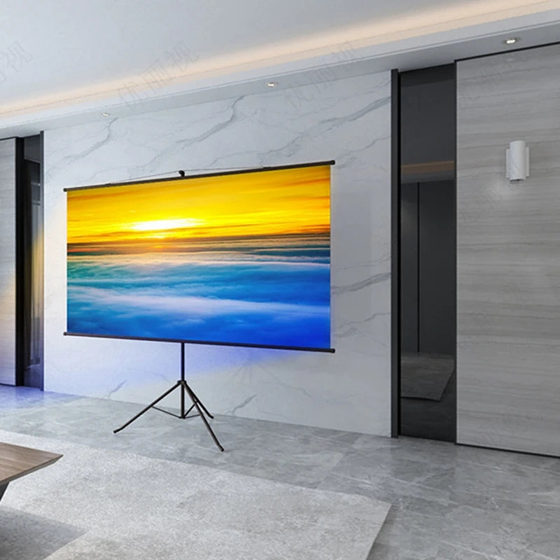 3X Projector Simple Curtain Anti-Light Screen 80 Inches Home Outdoor Office Portable 3D HD Projector Screen