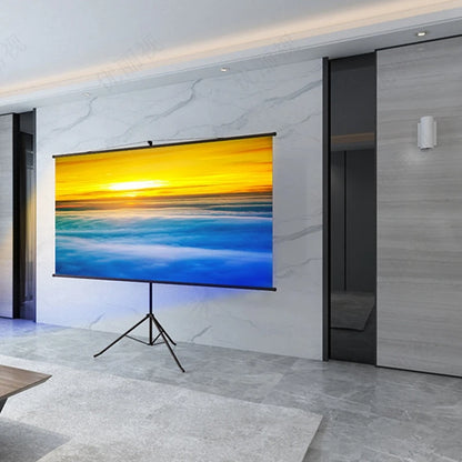 3X Projector Simple Curtain Anti-Light Screen 80 Inches Home Outdoor Office Portable 3D HD Projector Screen