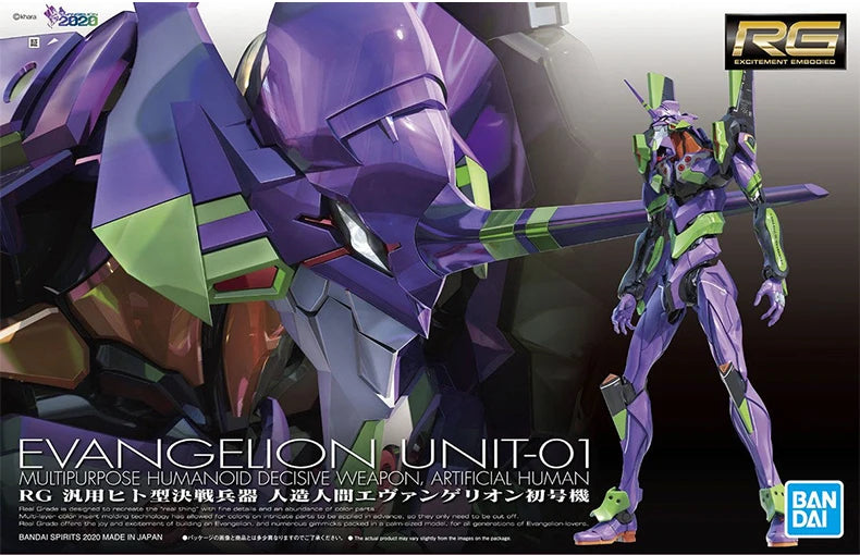 Original Genuine RG EVANGELION UNIT-00 -01 -02 -03 -04 -06 -08 Bandai Anime Model Toys Action Figure Gifts Collectible Ornaments