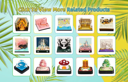 3D Calendar 2025 Memo Pad Omoshiroi Block Carousel Blue Notepad Artistic 3D Paper Art Sculpture Model Desk Ornaments Novel Gift
