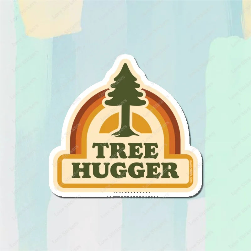 Retro Tree Hugger 5PCS Stickers for Living Room Bumper Anime Cute Kid Car Art Print Window Home Decor