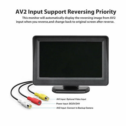 4.3 Inch TFT LCD Car HD Monitor Reverse Camera Security Display for Reverse Backup Camera Parking Camera Drive Recorder