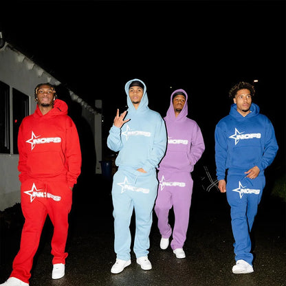 2024 New 2 Piece Set Letter Printing Streetwear Y2K Men's Hip Hop Oversized Hoodie Sweatshirt Sweatpant Casual Pants Sportswear