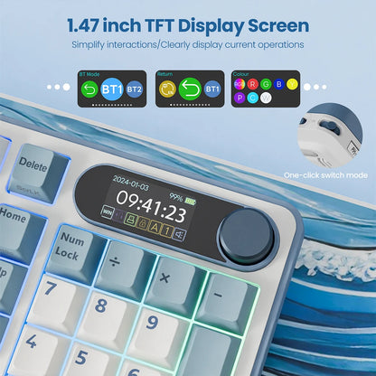 RK ROYAL KLUDGE S98 Mechanical Keyboard Top Mount TFT Screen 98 Keys RGB BT5.0/2.4G/USB-C Wireless Gamer Keyboard Hot Swappable