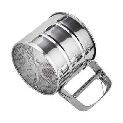 Stainless Steel Flour Sifter Powder Sieve Handheld Flour Sifter Powder Sieve Cup Double-Layer Hand Filter Powder Sieve Hand-Cran
