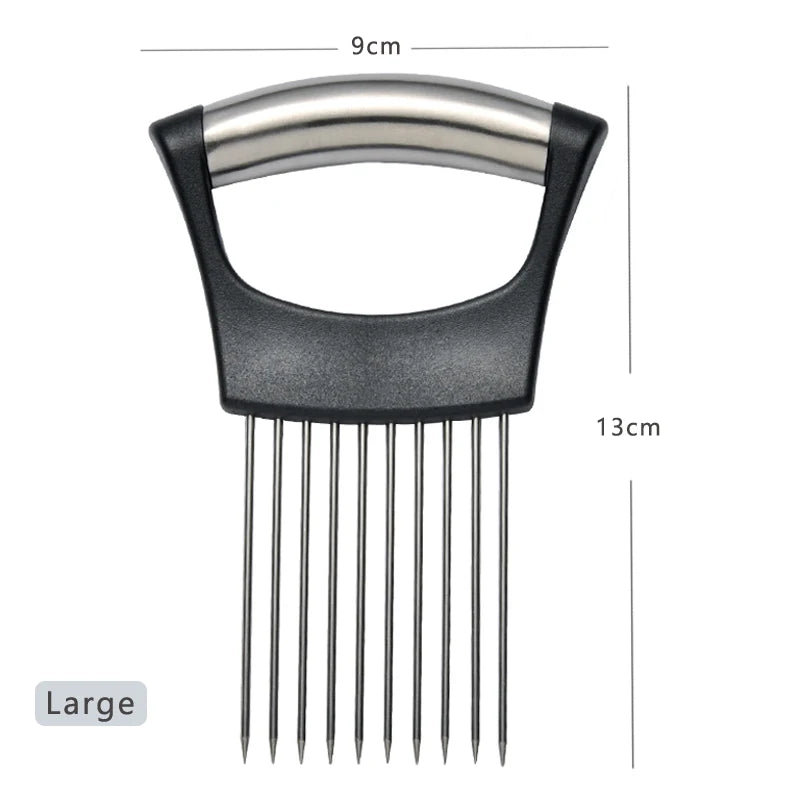 Onion Slicer Holder Vegetable Slicer Cutter Steak Needle Kitchen Gadgets Stainless Steel Cutting Tools for Onion Lemon Fruit